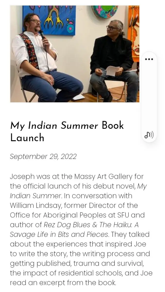 William in conversation with author Joseph Kakwinokanasum at the launch of My Indian Summer